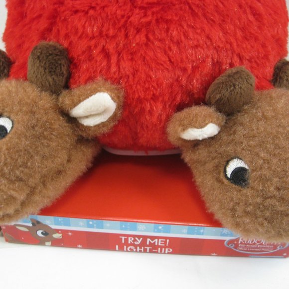 Rudolph The Red Nosed Reindeer Animated Light Up Nose & Foot Taps, Sings  NWT - Picture 11 of 13